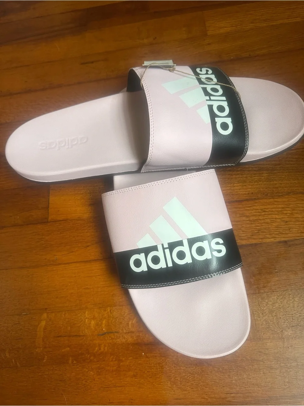 Adidas Unisex-Adult Adilette Comfort Sandals Slide Pink Black and White Size 18